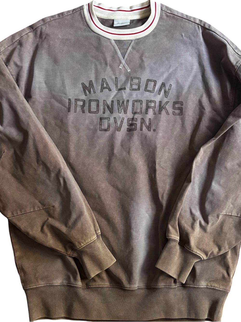 New MALBON GOLF FOREMAN SWEATSHIRT IronWorks Division Washed Carafe Mens Size L